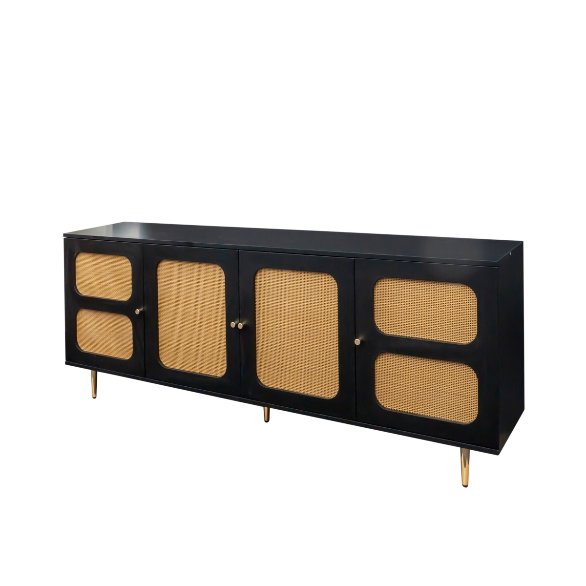 Streamdale Furniture Rattan Sideboard Buffet Cabinet, Kitchen Storage Cabinet Console Table With Adjustable Shelves