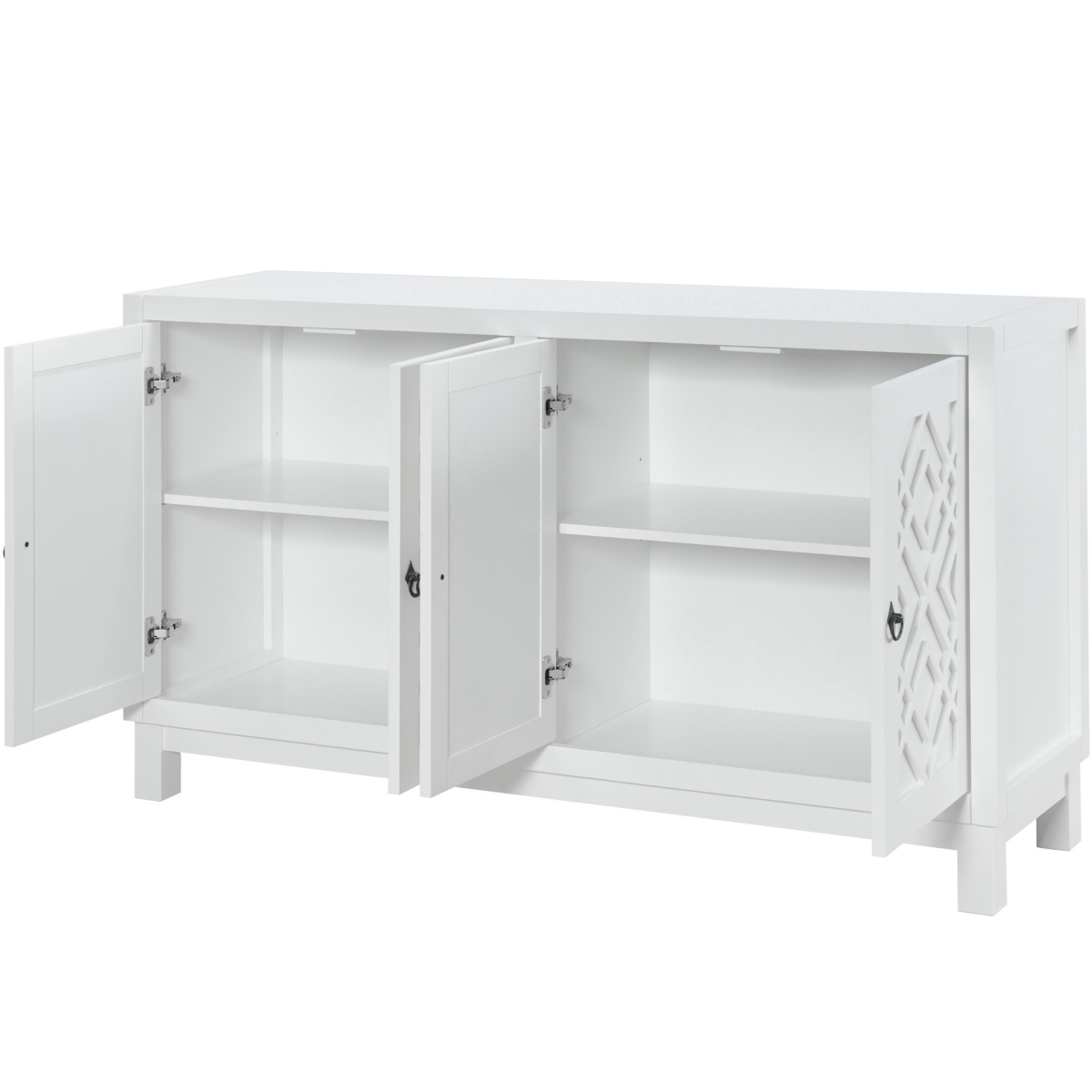 Streamdale Furniture Storage Space Sideboard, 4 Door Buffet Cabinet With Pull Ring Handles For Living Room