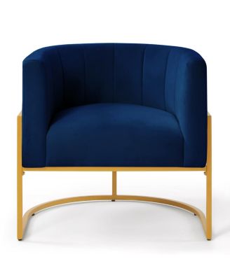  Navy Velvet Accent Chair with Gold Stand