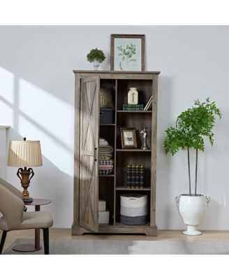  Rustic farmhouse pantry cupboard with sliding barn doors