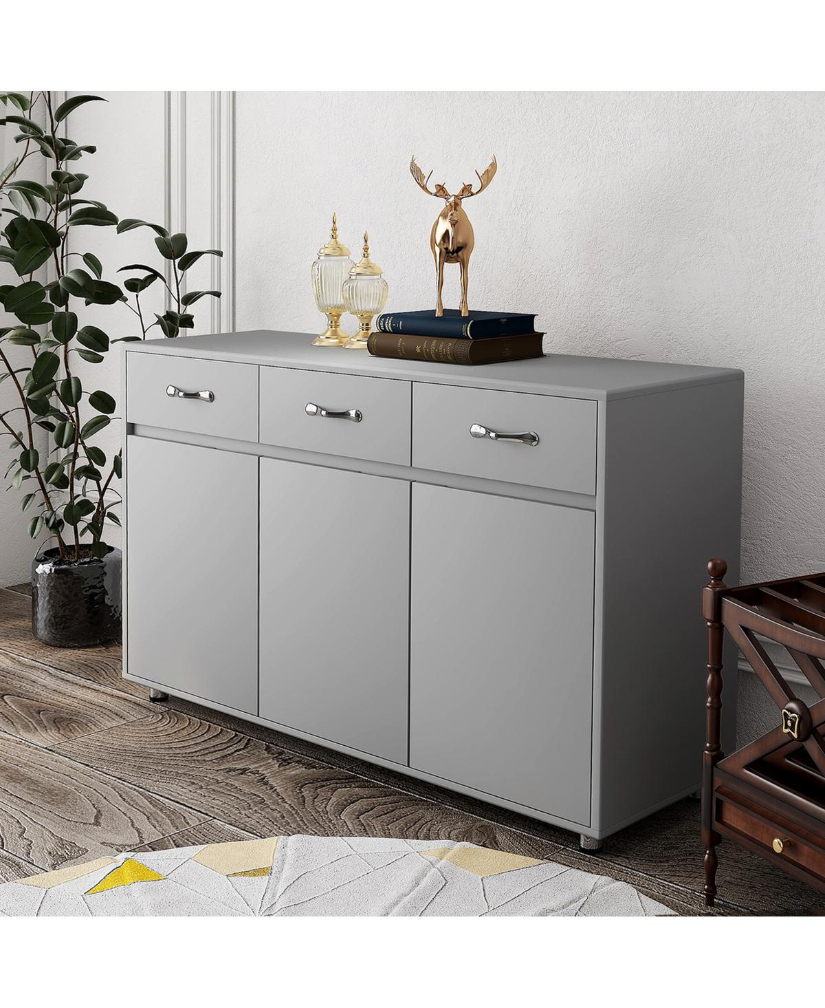 Streamdale Furniture Three Doors Side Table-Grey