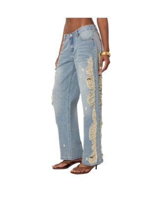 Distressed Sides washed jeans