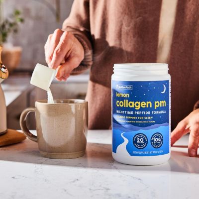 Collagen PM - Lemon Nighttime Collagen Peptides Powder with Magnesium, GABA, L-Theanine and Melatonin - 20 Servings