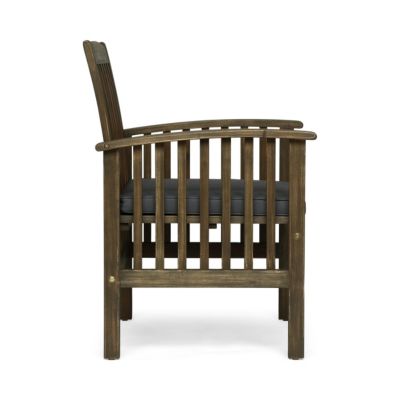 Streamdale Rustic Acacia Wood Dining Chairs with Water-Resistant Cushions