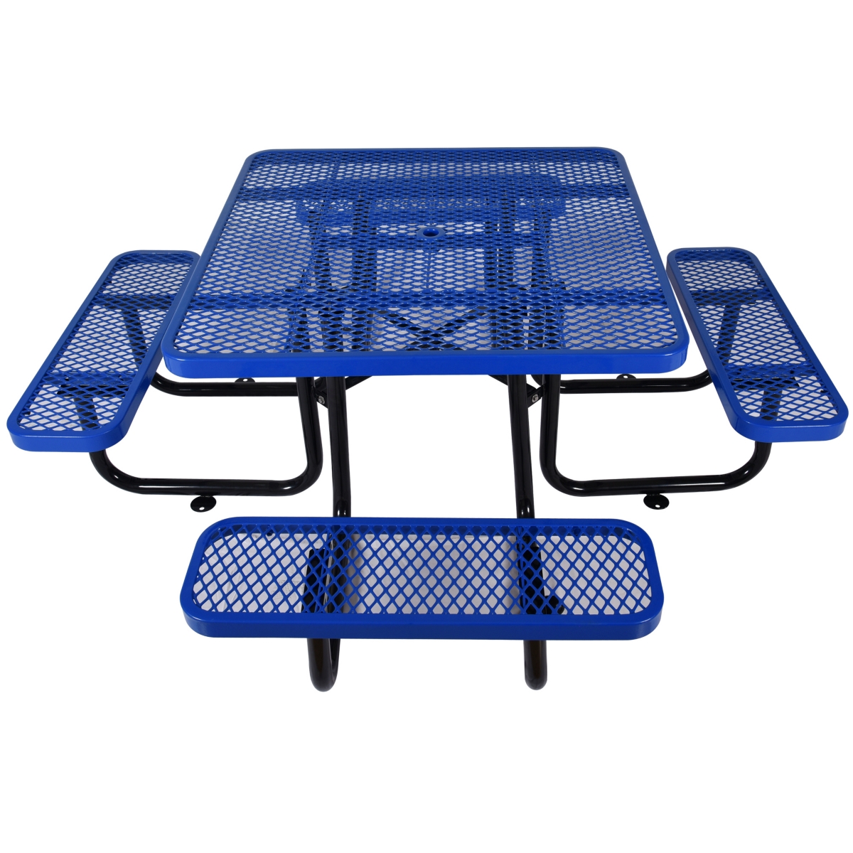 Streamdale Square Outdoor Steel Picnic Table 46" blue, with umbrella pole