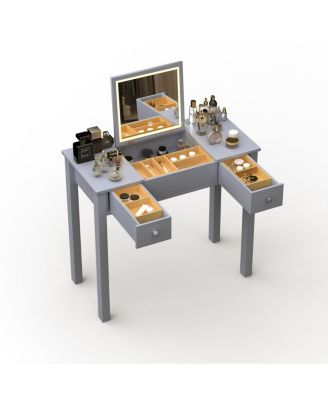 Vanity Table with LED Mirror & Storage