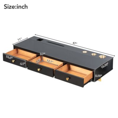 47" Floating Shelf with Drawer & Multi-Purpose Wall-Mounted Desk