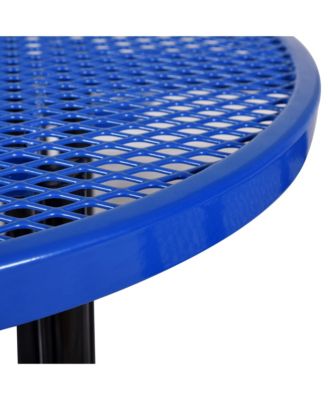 Streamdale Round Outdoor Steel Picnic Table 46" blue, with umbrella pole