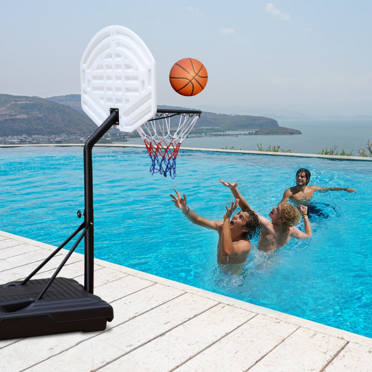 Adjustable Poolside Basketball Hoop for All Ages