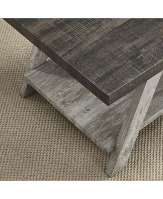 Two-Tone Wood Shelf Side Table in Weathered Walnut