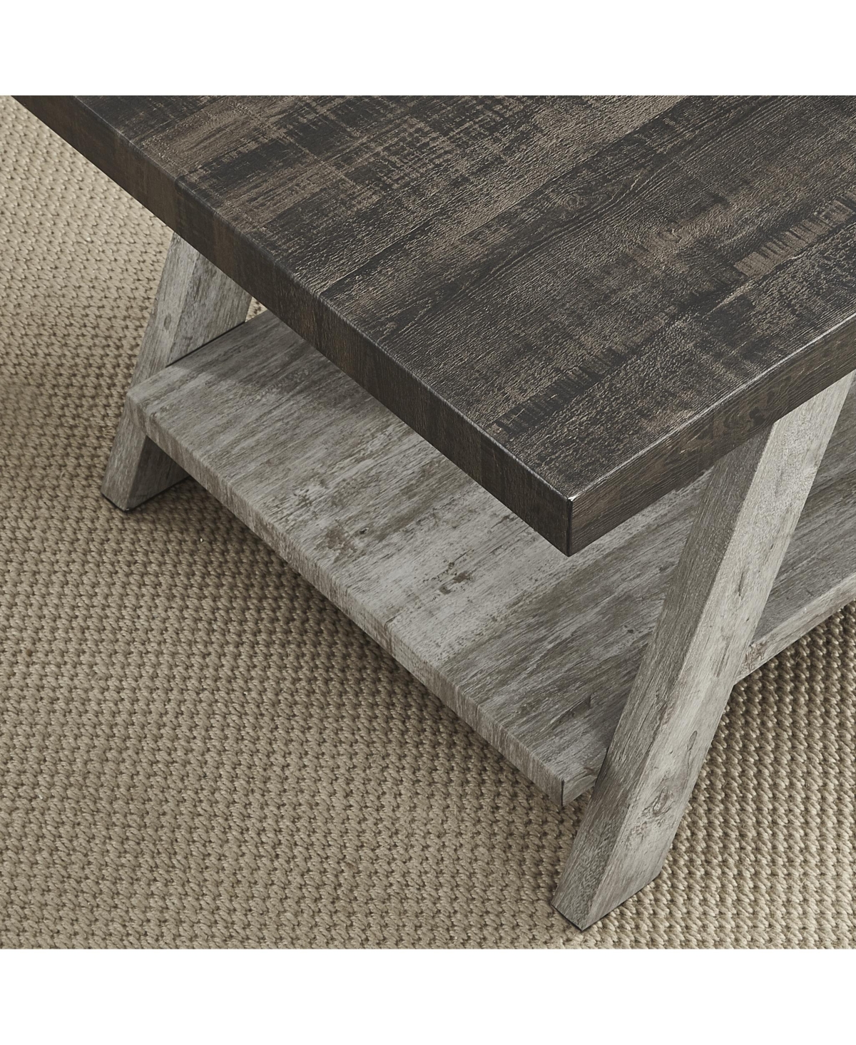 Streamdale Furniture Two-Tone Wood Shelf Side Table in Weathered Walnut and Gray