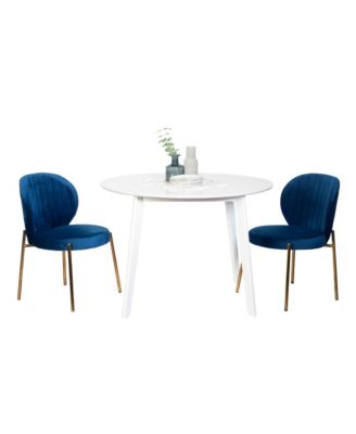 White Round Dining Set with 2 Chairs