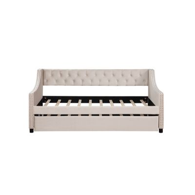 Full Size Wood Daybed with Hideaway Trundle for Kids/Guest Room