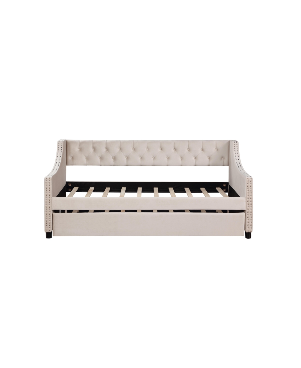 Streamdale Furniture Full Size Wood Daybed with Hideaway Trundle for Kids/Guest Room