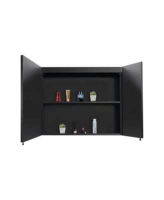 30x26" Black LED Medicine Cabinet with Storage, Defogger, Dimmable Lights