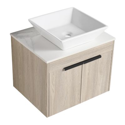 24" Modern Design Float Bathroom Vanity With Ceramic Basin Set