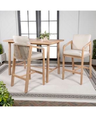 Porto Modern Coastal 3-Piece Acacia Wood Outdoor