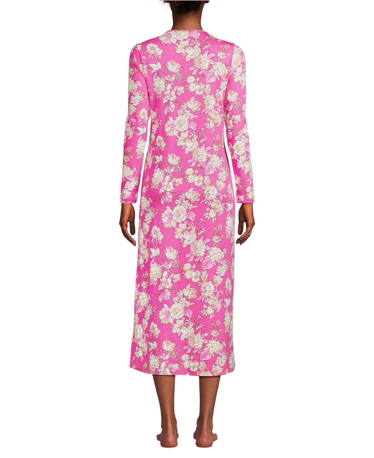 Lands' End Petite Cotton Long Sleeve Midcalf Nightgown