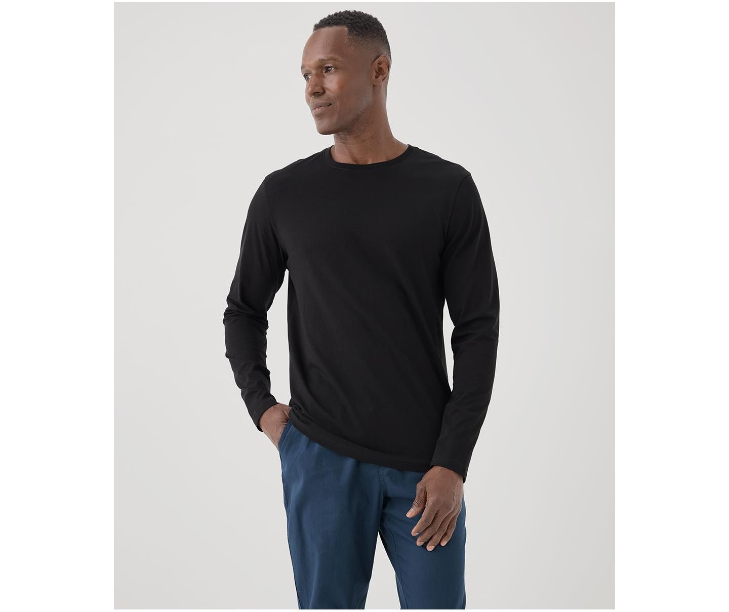 Мужская футболка Pact Organic Cotton Softspun Long Sleeve, цвет: Чёрный — фото 5