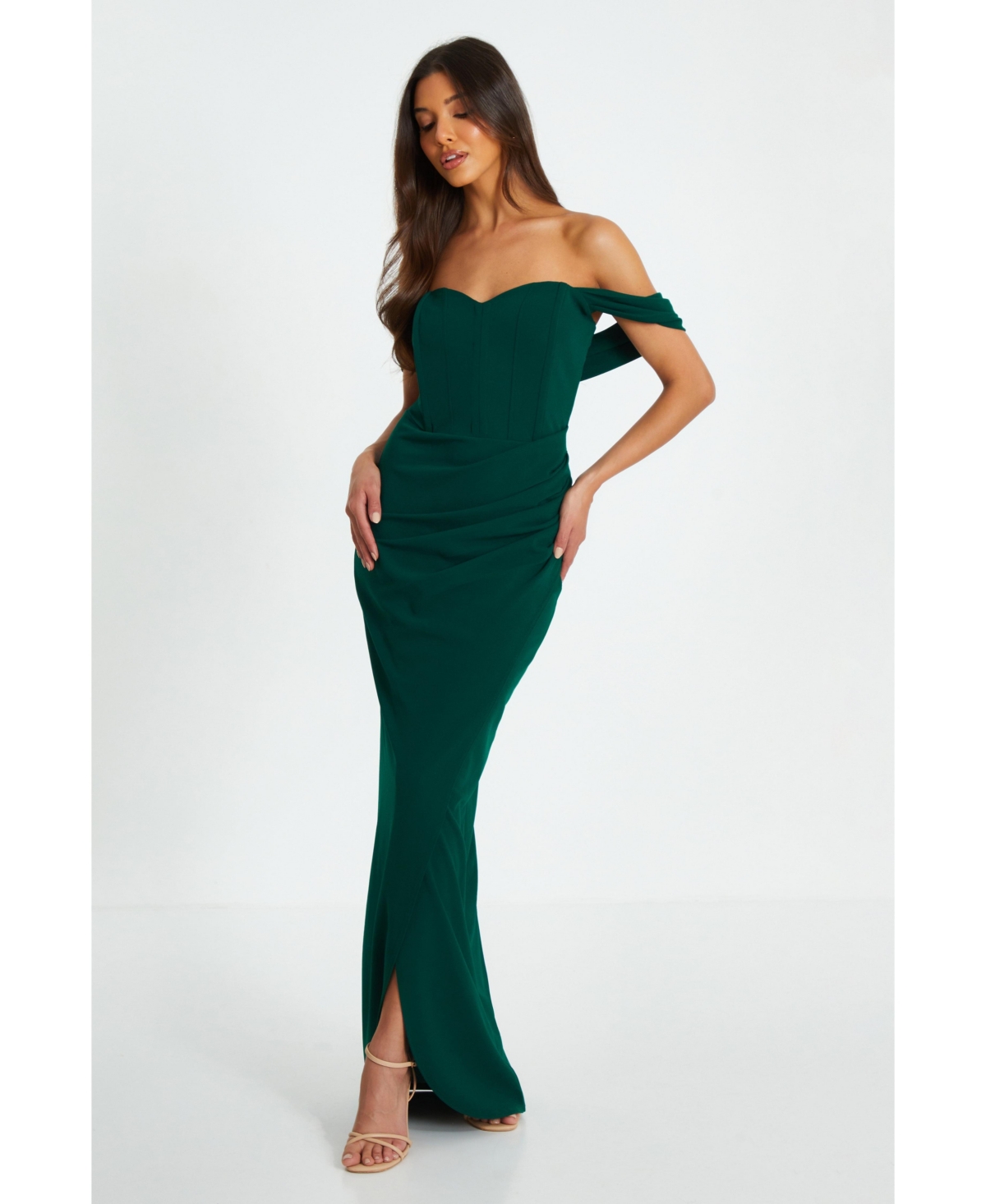 Quiz Women's Scuba Crepe Bardot Wrap Maxi Dress