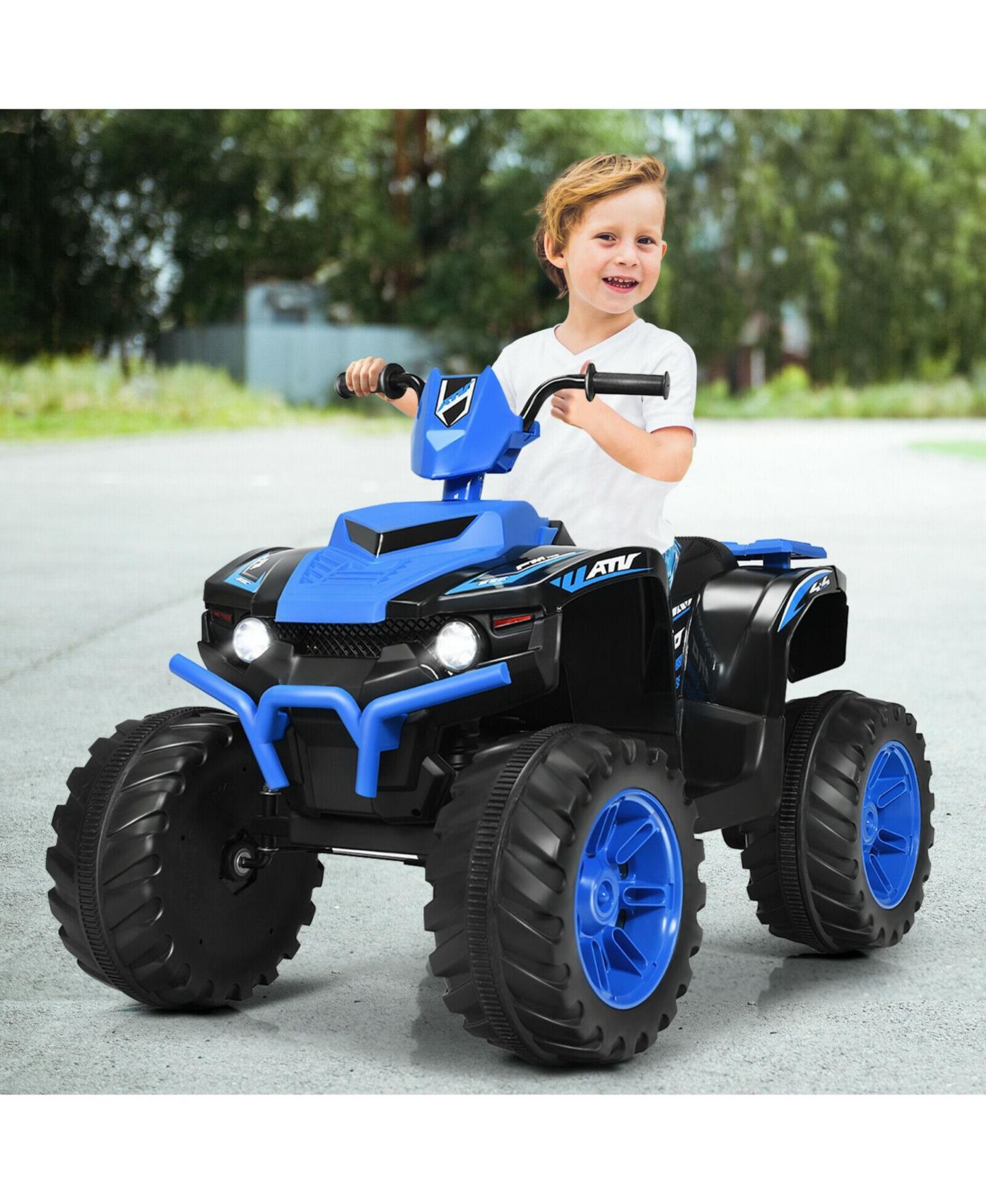 Детская игрушка SKONYON 12V Kids Ride-On ATV with LED Lights and Treaded Tires, Ages 3+, цвет: Тёмно-синий — фото 9