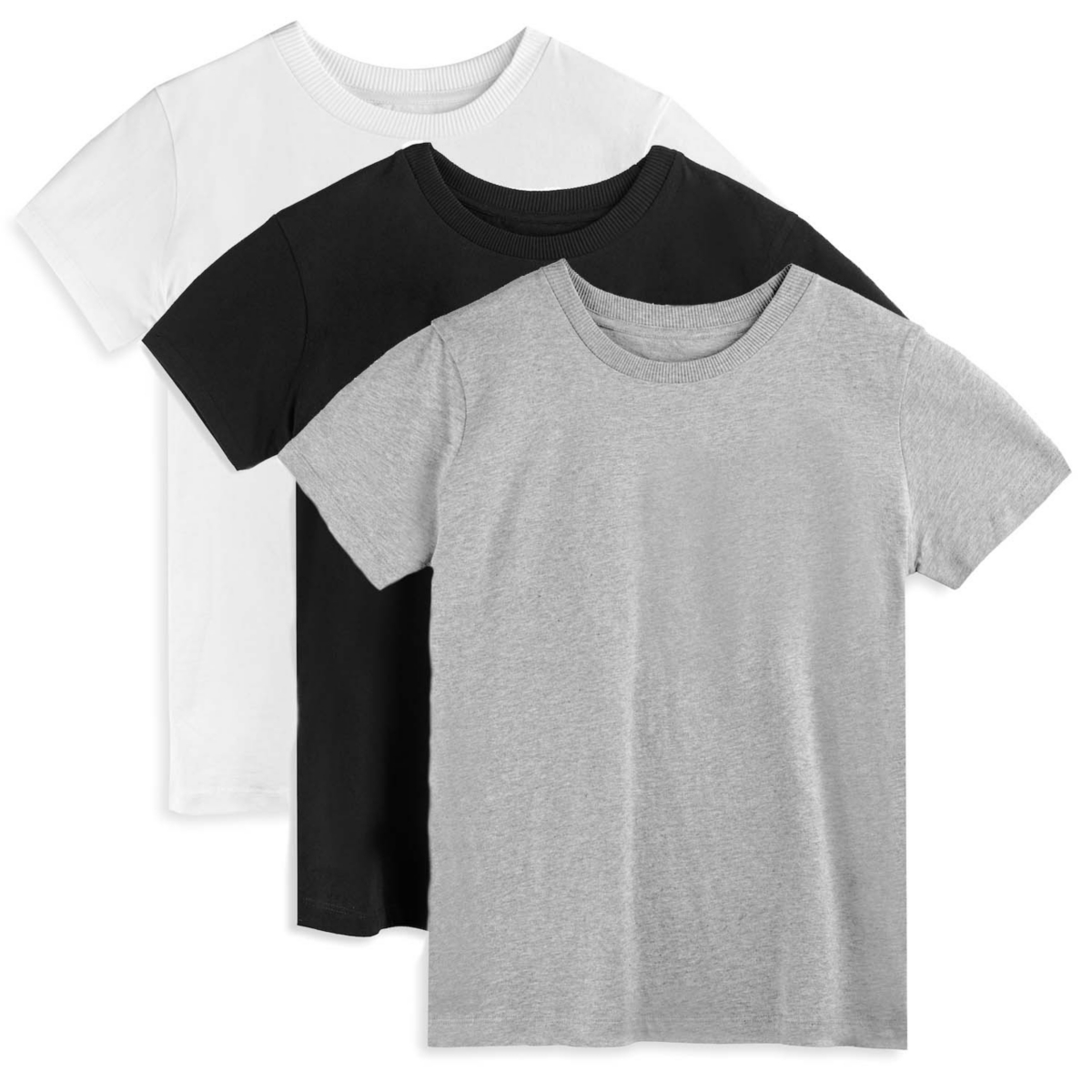 Mightly Toddler Girls 3pk Fair Trade Organic Cotton Classic Fit Tees - white and gray