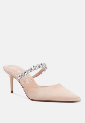 Womens Sena Diamante Stiletto Mules Sandals