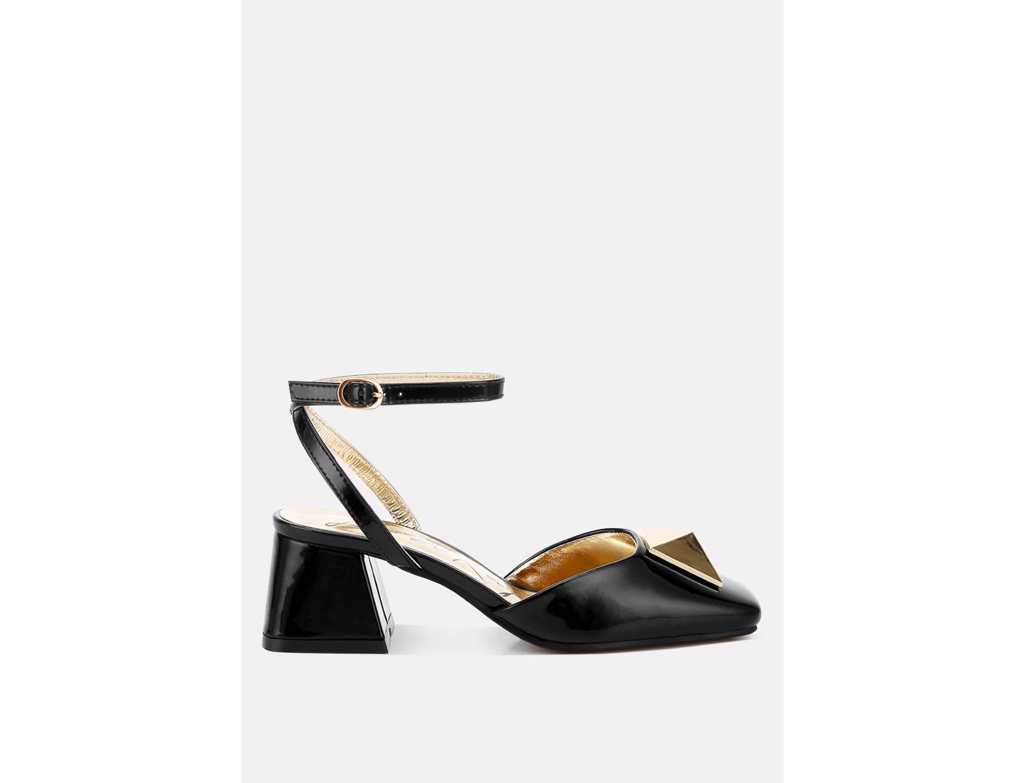 Женские сандалии London Rag Griselda Brooch Detail Ankle Strap, цвет: Чёрный лаковый — фото 2