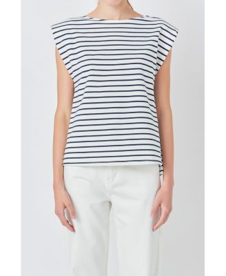 Women's Striped Padded Sleeveless Top