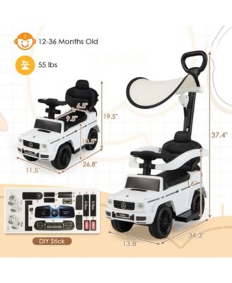 3-In-1 Kids Ride on Mercedes Benz G350 Push Car with Canopy