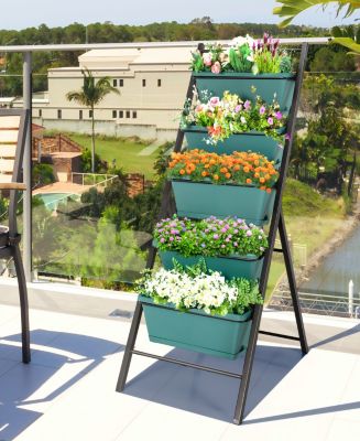 5-Tier Vertical Garden Planter Box Elevated Raised Bed with 5 Containers