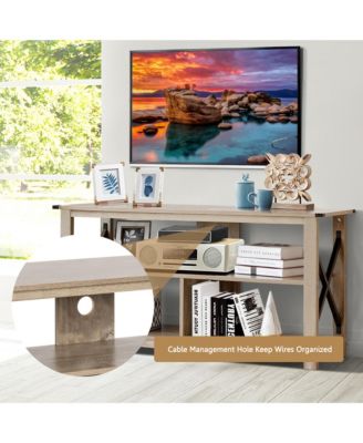 3-Tier TV Stand Entertainment Center for TV's up to 55'' w/ Open Shelves