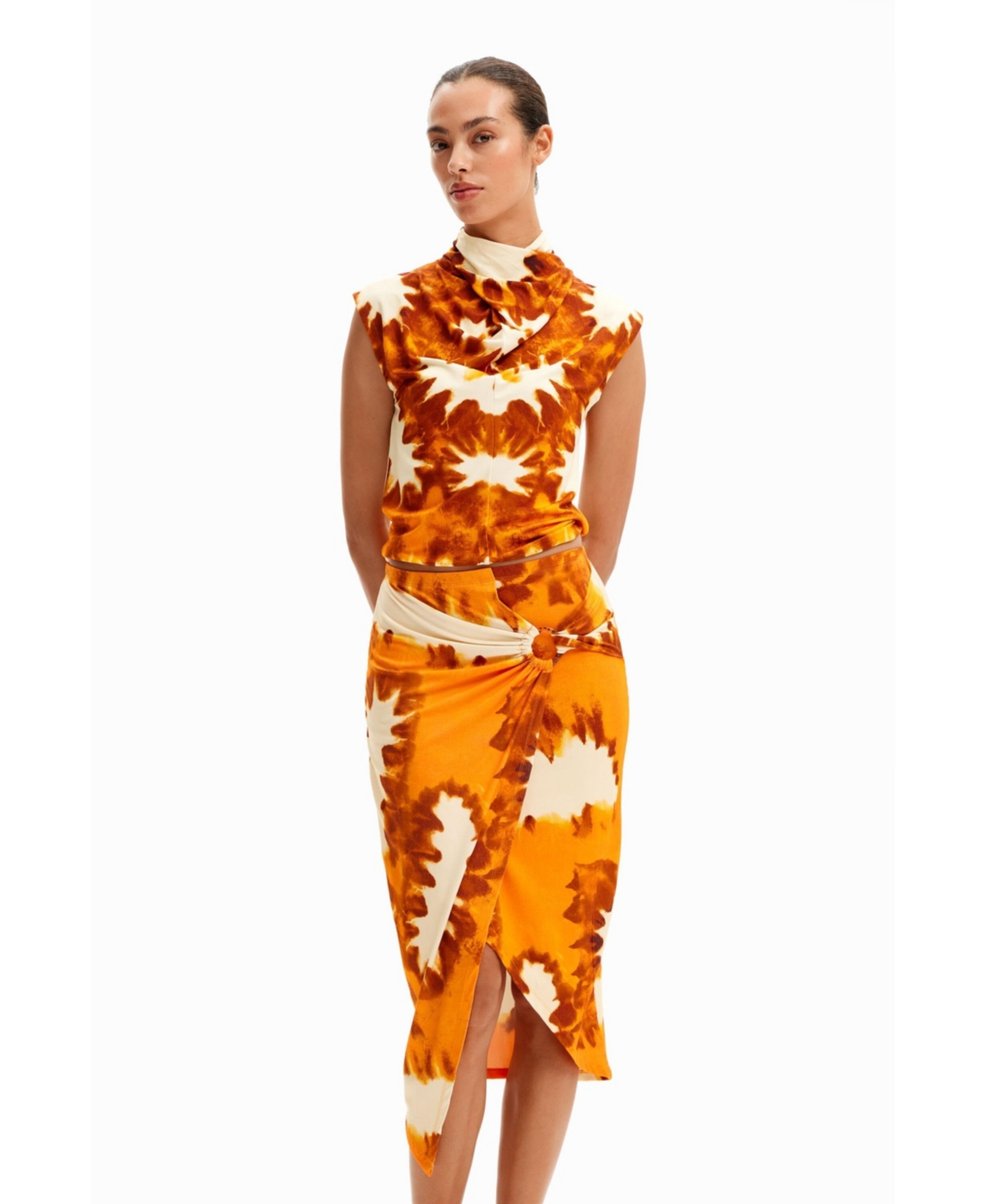 Desigual Women's Tie-dye wrap midi skirt