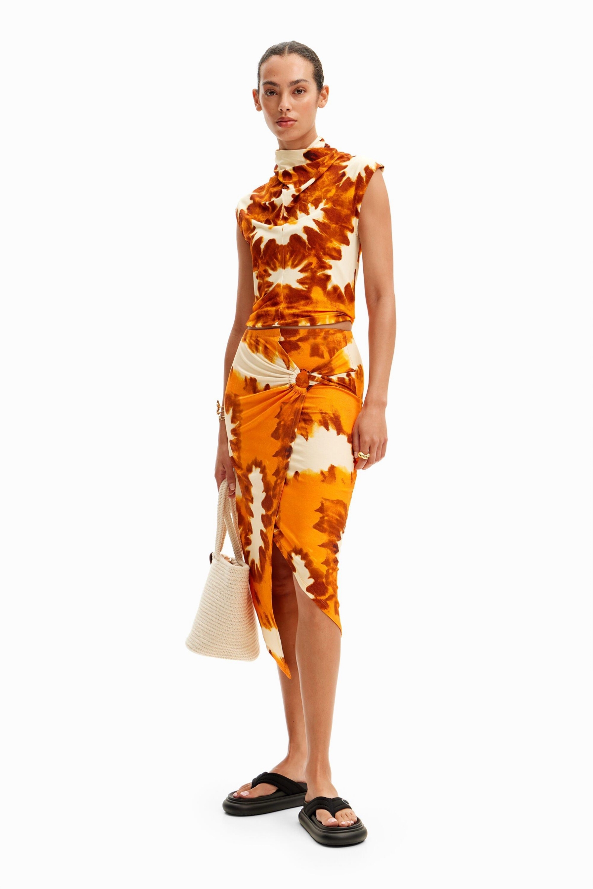 Desigual Women's Tie-dye wrap midi skirt