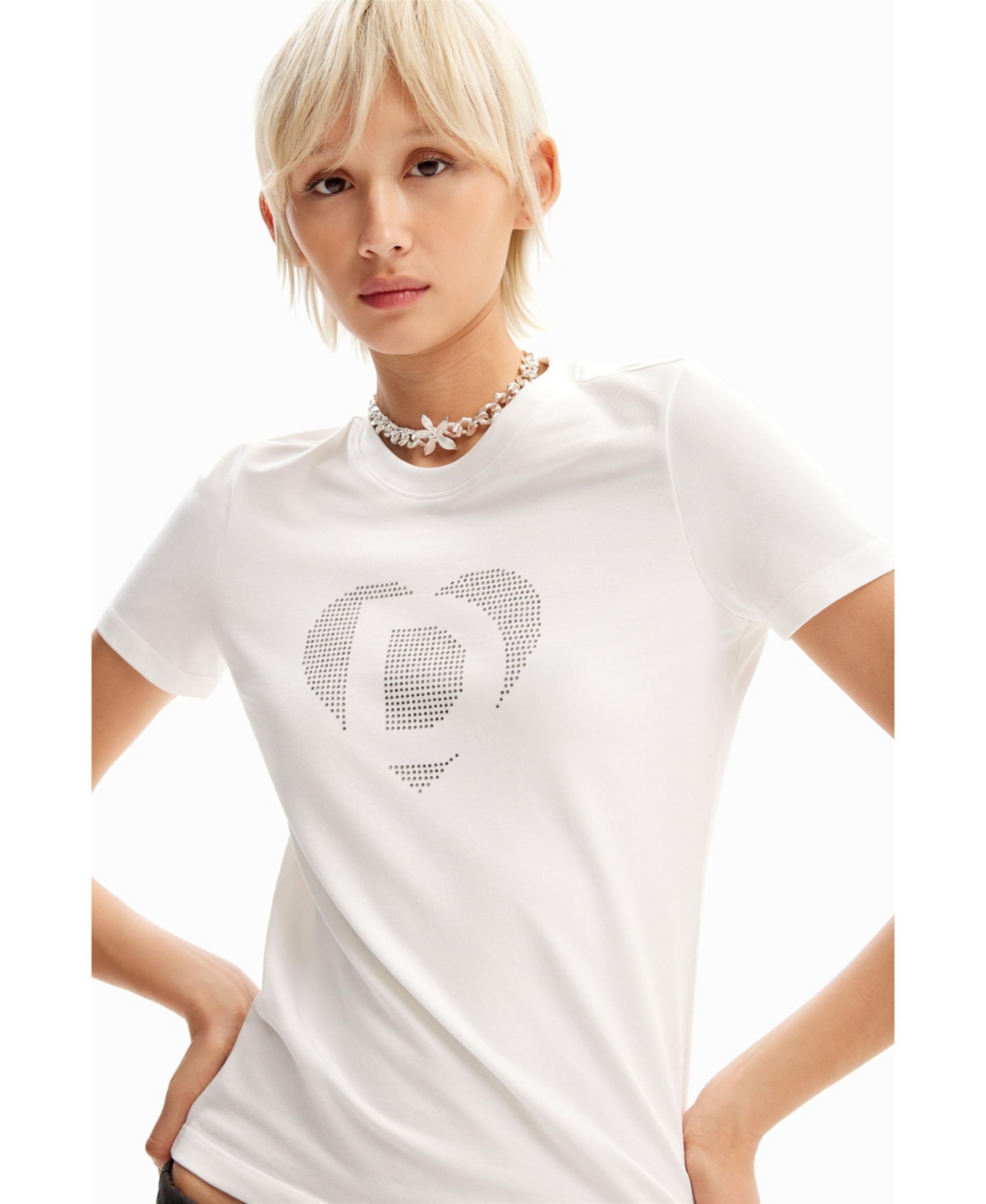 Desigual Women's Rhinestone imagotype T-shirt