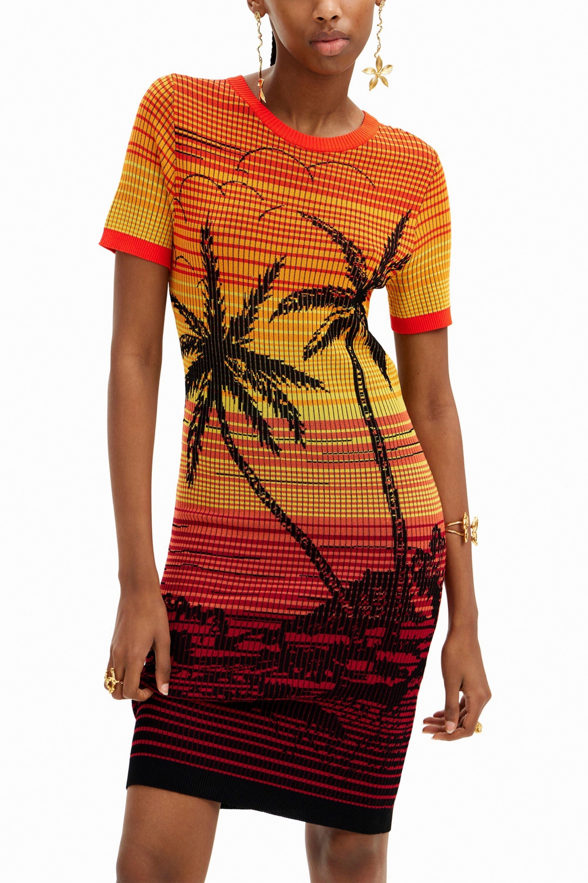 Desigual Women's Short knit palm tree dress