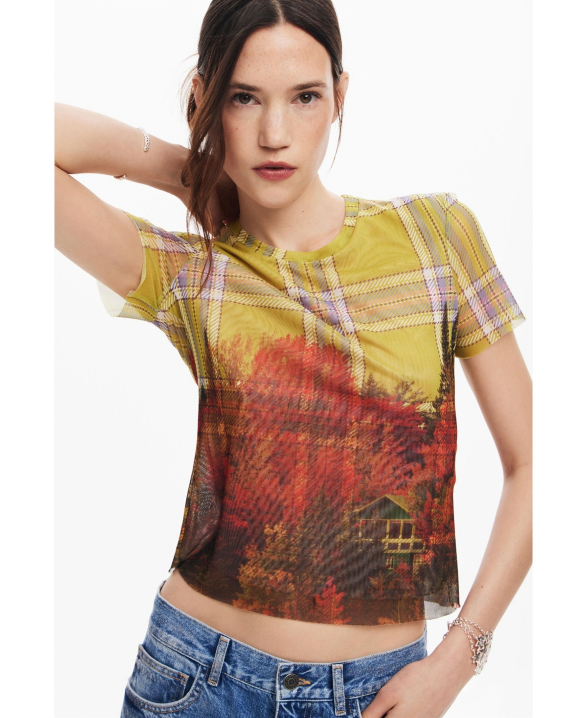 Desigual Women's Printed tulle T-shirt