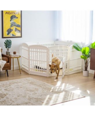USA 8-Panel 34-inch Exercise Pet Playpen with Door, White