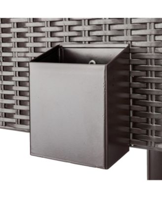 80QT Rattan Square Legs Cooler with Shelf Portable Patio Party Cooler Cart