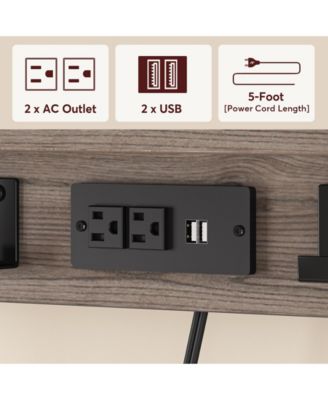 Bakers Rack with Power Outlets, 5-Tier Kitchen Storage Shelf, Microwave Oven Stand with Drawer, Kitchen Rack with 6 Hooks