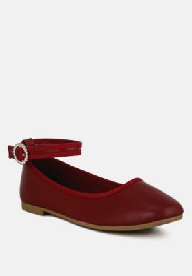 Womens Danseur Ankle Strap Detail Ballet Flats