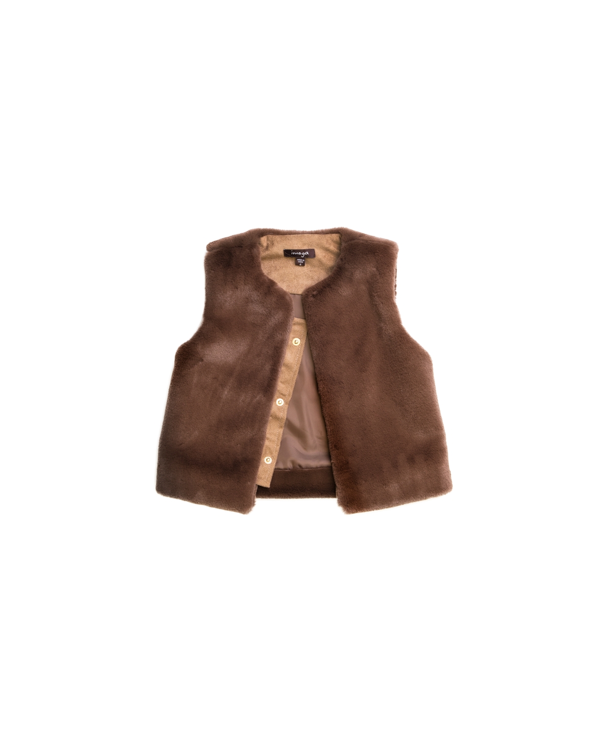 Imoga Collection Little Girls Eva FW23Faux Fur Vest - Oak