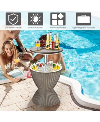 3 Pieces Outdoor Rattan Bar Table with Extendable Tabletop