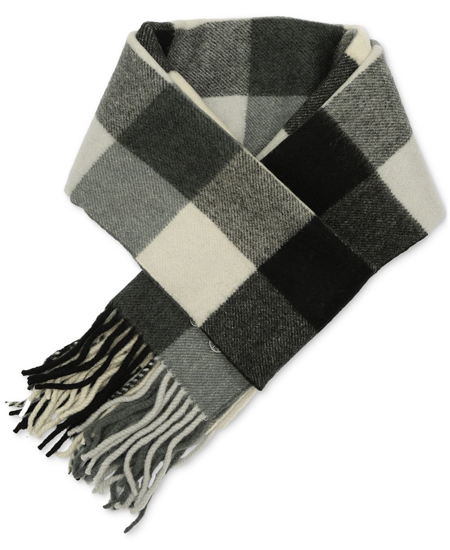 Women's Wool Checkered Fringe-Trim Scarf