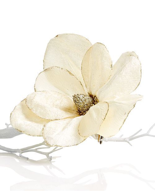 Holiday Lane Magnolia Flower Clip On Tree Ornament, Created for Macy's