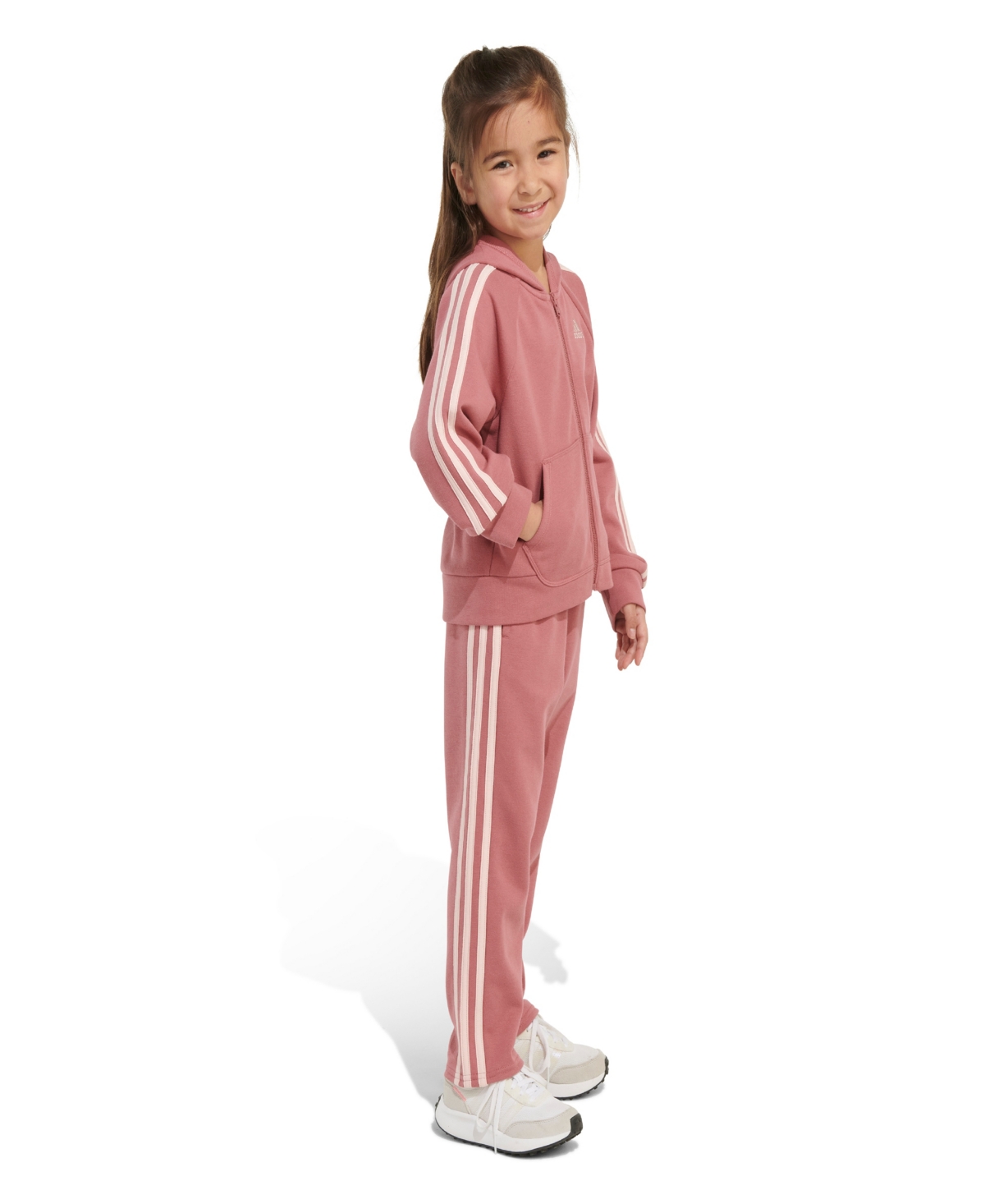 adidas Little & Toddler Girls Long Sleeve Fleece Jacket Pant, 2- Piece Set