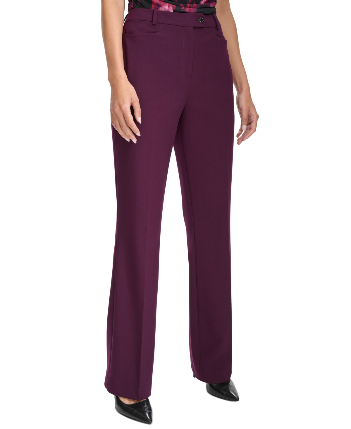 Shop Calvin Klein Women's Modern Fit Trousers In Aubergine