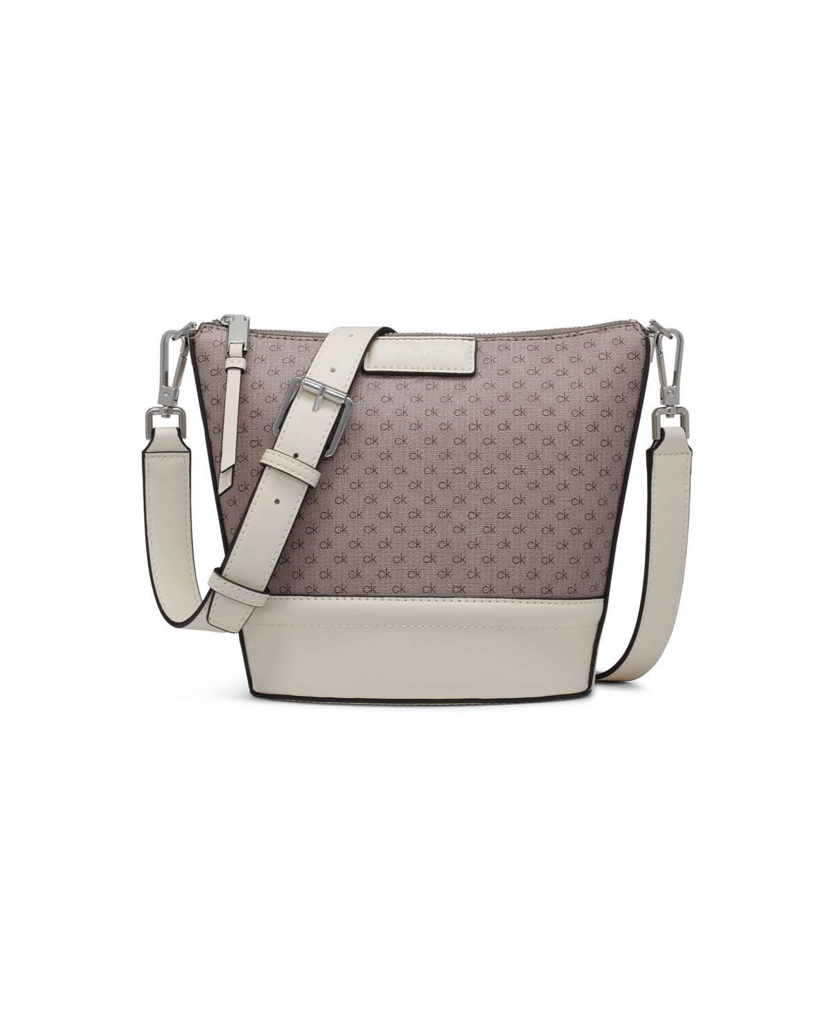 CALVIN KLEIN ASH SIGNATURE ADJUSTABLE TOP ZIPPER CROSSBODY 
