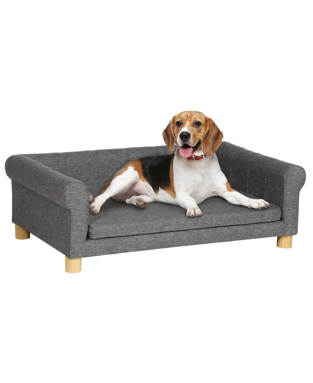 Dog Couch, Cat or M-l Dog Sofa Bed with Removable Seat Cushion - Dark gray