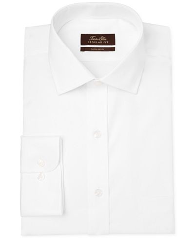 Tasso Elba Classic-Fit Non-Iron White Twill Solid Dress Shirt, Only at Macy's